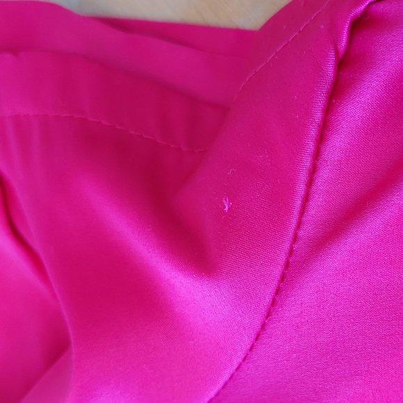 BCBGMAXAZRIA Women ruffle V-neck blouse short sleeve fuchsia side zipper small - Picture 10 of 12